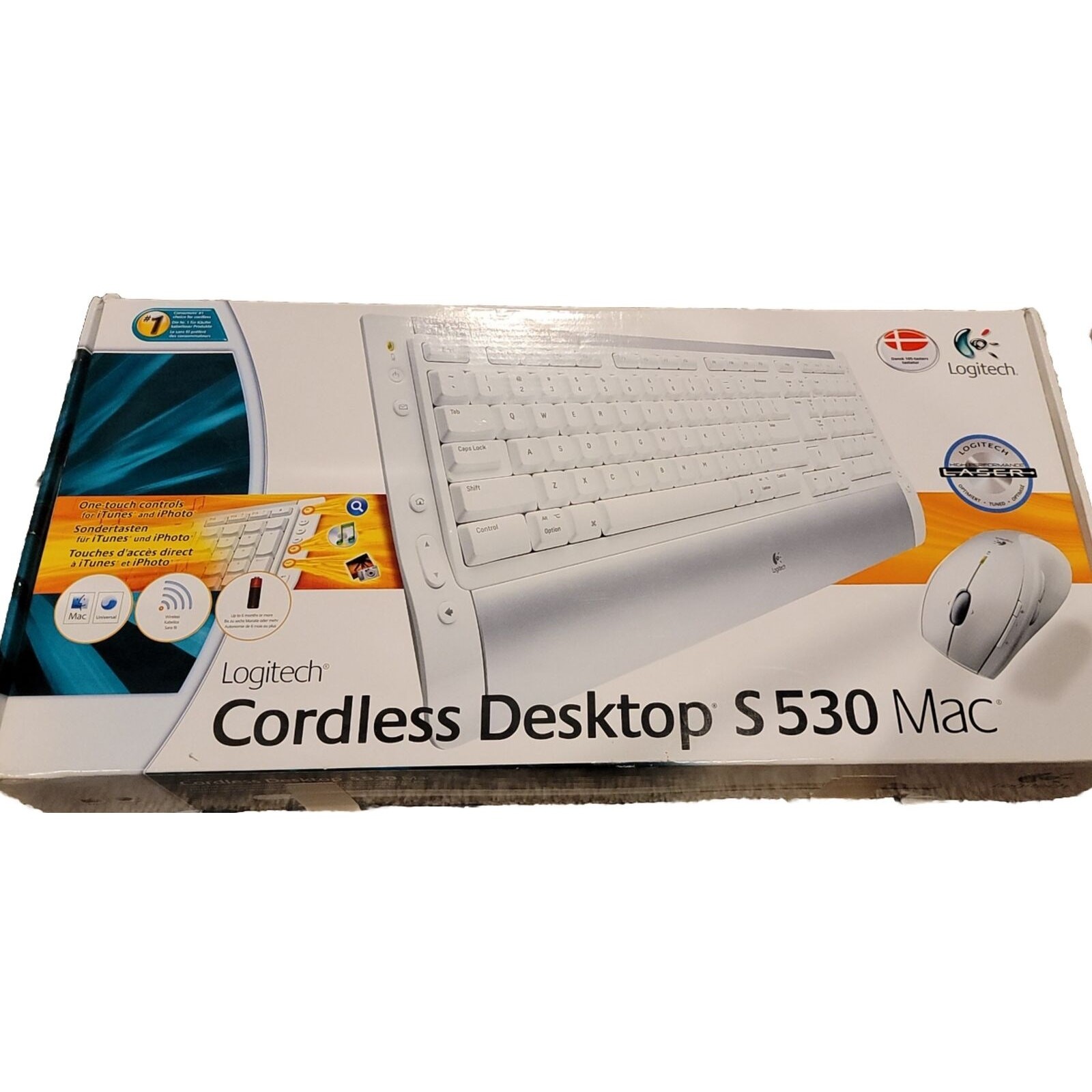 Logitech Cordless Desktop S530 Laser for Mac Keyboard Mouse 