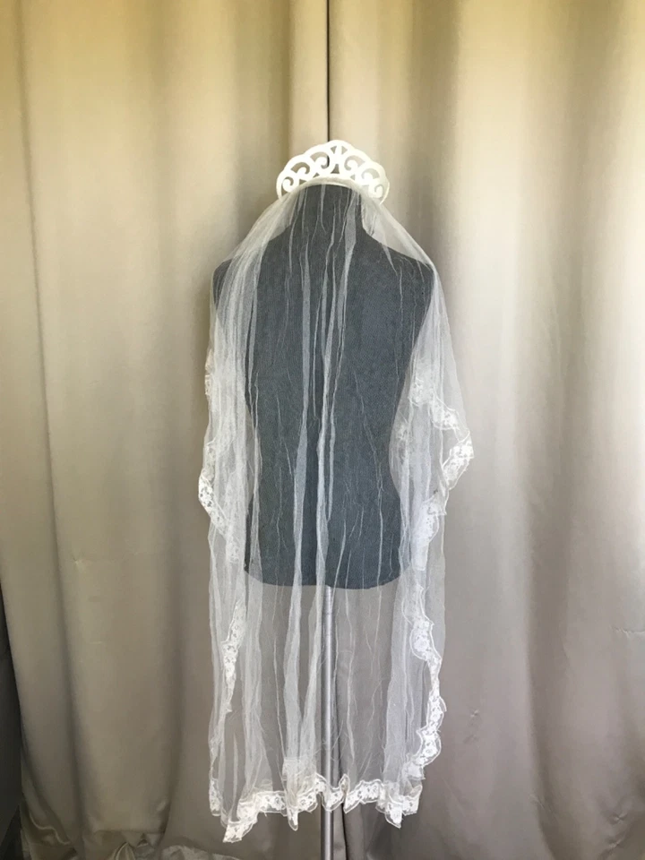 Corona vintage Art Deco marfil boda cuentas con doble encaje lamento Foto 4 de 4