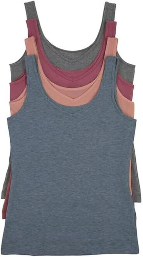 Felina Women's Reversible Seamless Cotton Tank Top ,4 Pack - Picture 20 of 40