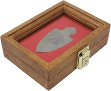 Knife Display Case Pocket Arrowheads Coins 7" x 5" Cherry Wood USA Shadow Box