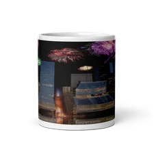 Futuristic Cityscape Fireworks Ceramic 11oz Mug