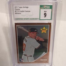 Topps Heritage Chrome Refractor Freddie Freeman C113 CSG 9 /562 Rookie 2011
