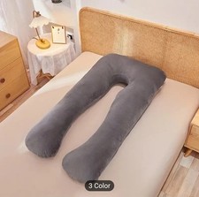 U Shaped Pregnancy Pillow Gray 51 In By 27 In. Maternity Comfort Gift