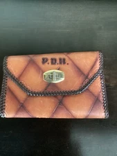 Tooled Leather Women Wallet Twist Closure, Coin, Key holder Unbranded PDH Mono