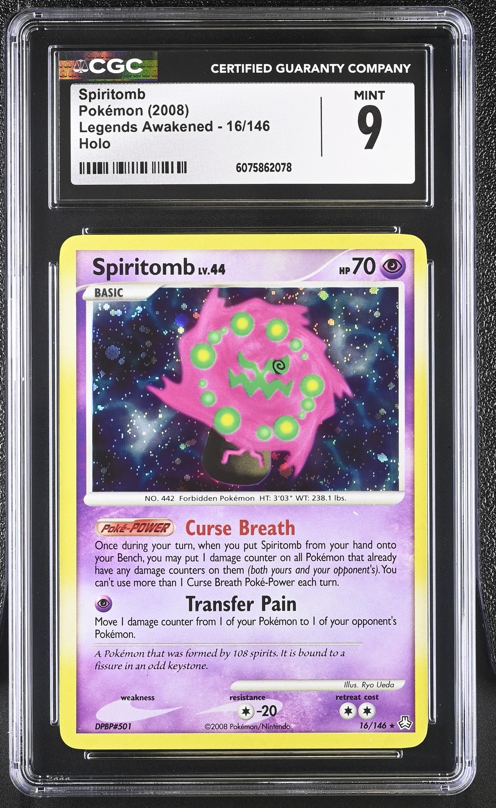 CGC 9 MINT Spiritomb 2008 Legends Awakened 16/146 Holo Pokemon Card