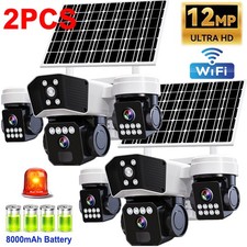 2PCS Solar Battery Powered Wireless WiFi Pan/Tilt Home Security Camera Outdoor