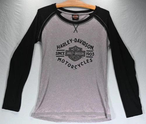 NEW Harley Davidson Women's Affluent Raglan Long Sleeve T-Shirt Gray Med