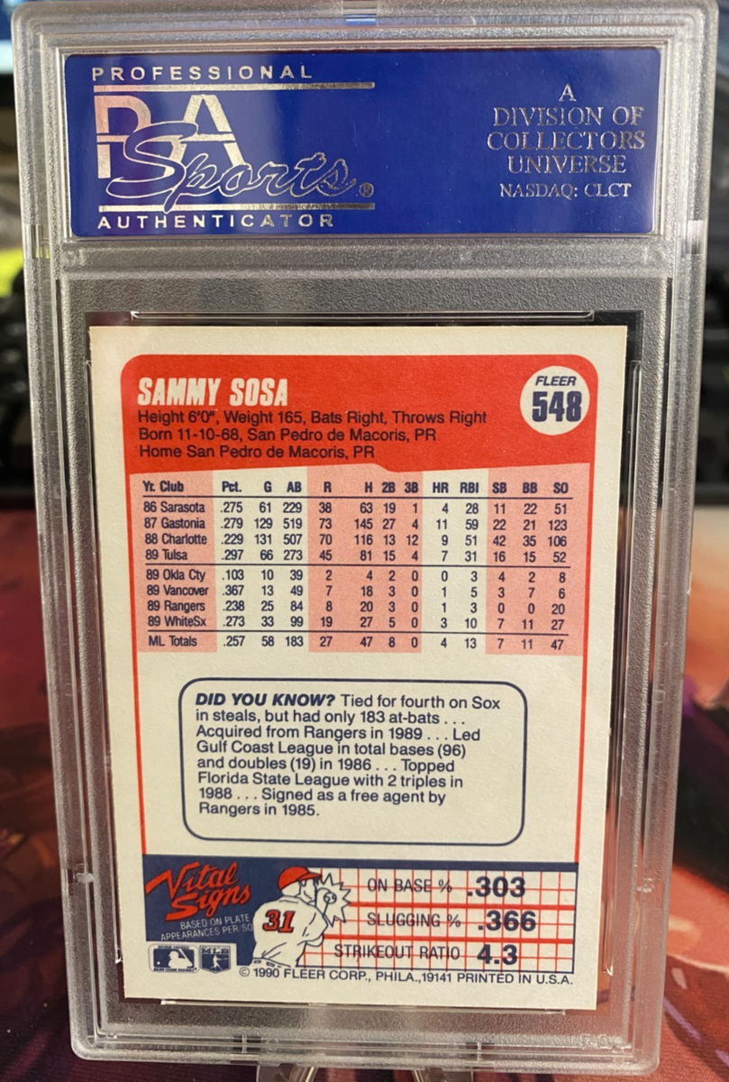 1990 FLEER, SAMMY SOSA #548 PSA GEM MINT 10 | eBay