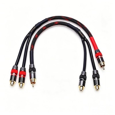RCA Splitter Cable 1ft 2-Pack, 1 Male to 2 Female Y Adapter 24K Gold Plated O...