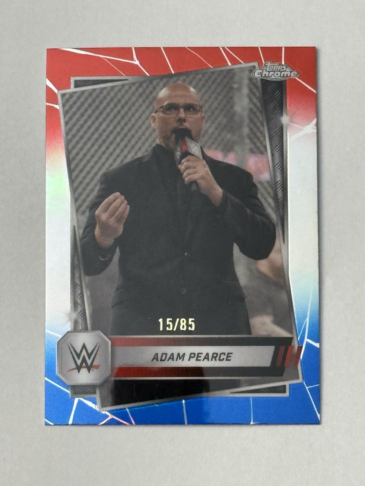 2025 WWE Adam Pearce Topps Chrome Red White Blue /85 #140