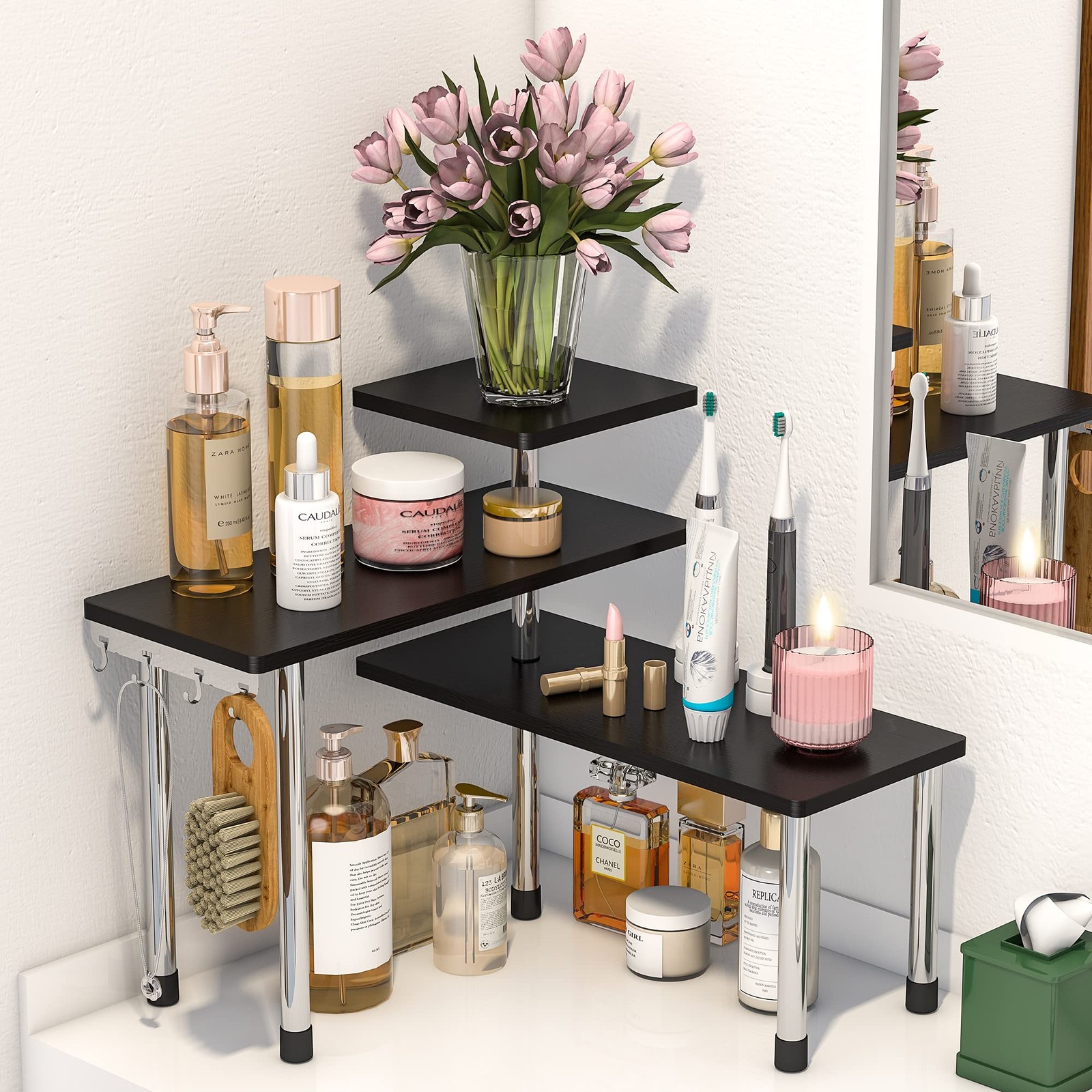 Bathroom Counter Organizer Corner Shelf – Bathroom Organization 3 Tier Spice ...