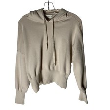 Abercrombie Fitch Soft A F Crop Knit Hoodie Sweatshirt Oatmeal XS