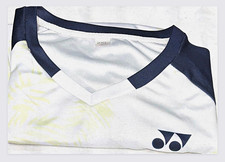 YONEX  Badminton V-Neck Short Sleeve Top Shirt White/Navy Size 2XL