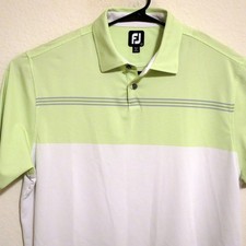 FootJoy Shirt Mens Large Short Sleeve Golf Polo Green White Stripes