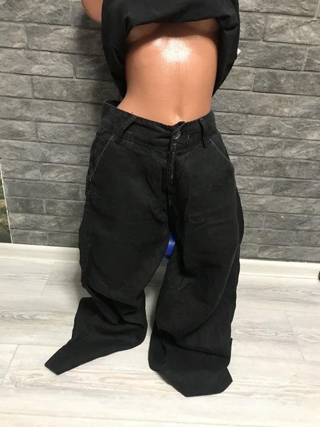 Women Miss Sixty Trousers Black Linen 38