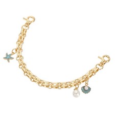 1Pcs 10" Shell Pearl Combination Pendant Handbag Chain Strap, Lake Blue