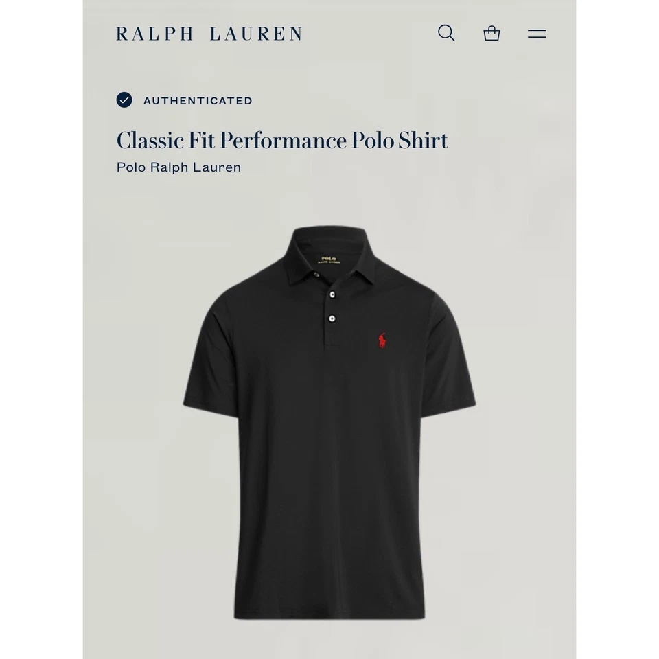 Polo Ralph Lauren Polo Para Hombre Grande Negro Calce Clásico Rendimiento Golf Foto 2 de 4