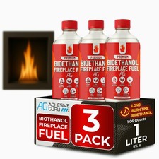 Bio Ethanol Fireplace Fuel (3x1 L) For Tabletop Fires, Stoves,Versatile Clean