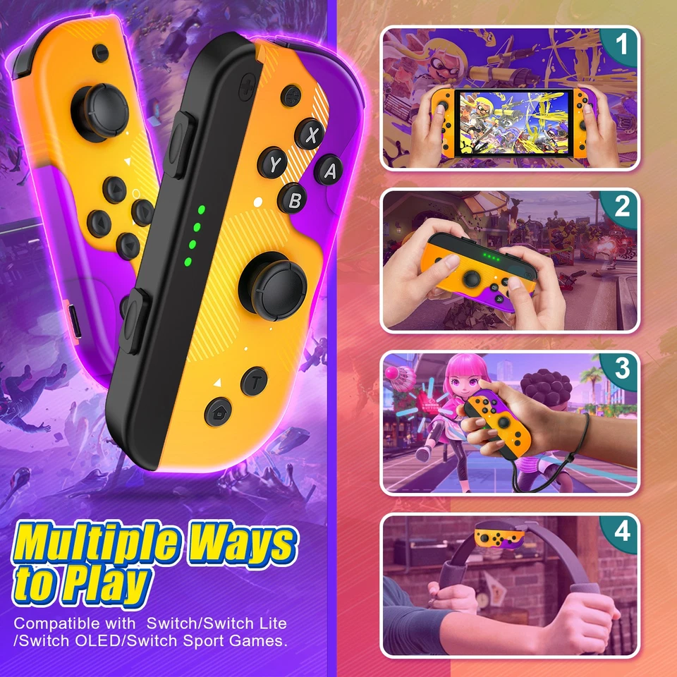 Controlador de juego inalámbrico Gamepad L & R para Nintendo Switch Joy Con amarillo oscuro Foto 2 de 4