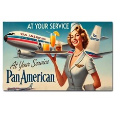 Listing image for Pan American / Pan Am Vintage Retro Advertising Poster Printed on Metal Sign
