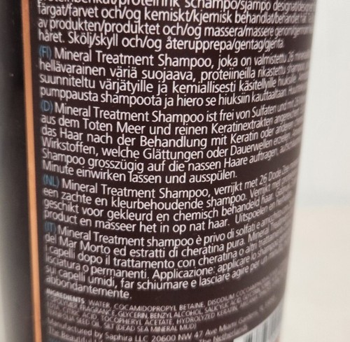 Saphira Mineral Treatment Shampoo For Color & Chemical Treated Hair 1L/34 fl oz - Picture 11 of 14