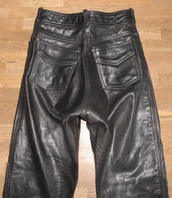 lange MQP Damen- LEDERJEANS Biker- Lederhose in schwarz ca