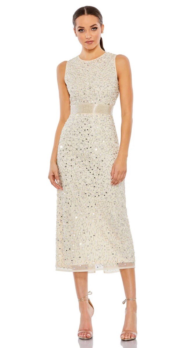 【Mac Duggal】ノースリーブメッシュ装飾Aラインガウン NWT Mac Duggal [ 20 ] 5497 Embellished V Neck 3/4 Sleeve A