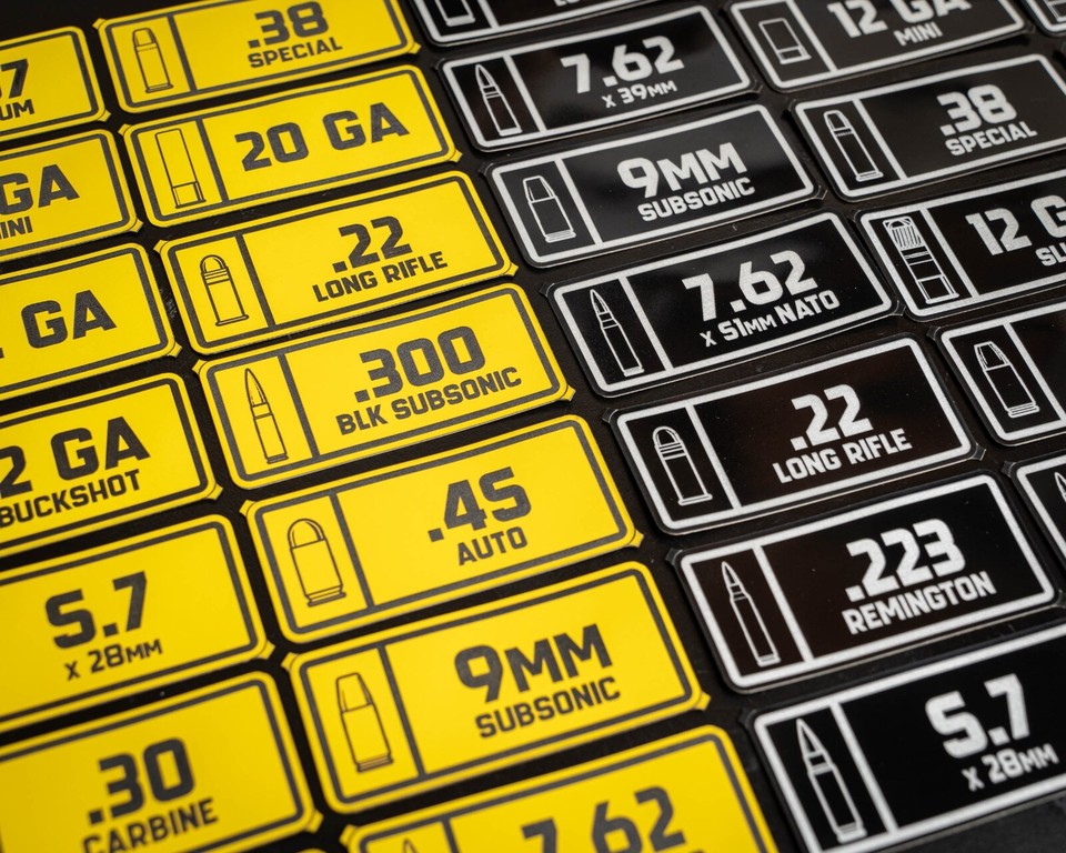 Ammo Can Bullet Decal Label Stickers - UV Stable 2-Color Vinyl - 110 ...