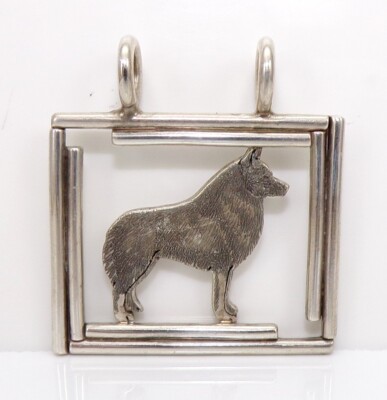 Derek Gurwell Sterling Silver Framed Siberian Husky/Schipperke Dog Pendant LND2