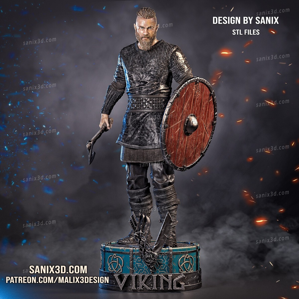 Ragnar Lothbrok 3d Printed Model | Unassembled | Unpainted | 1/10