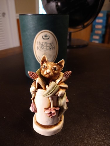 HARMONY KINGDOM "Algenon" Trinket Box Treasure Jest Cat Collectible Figurine EXC