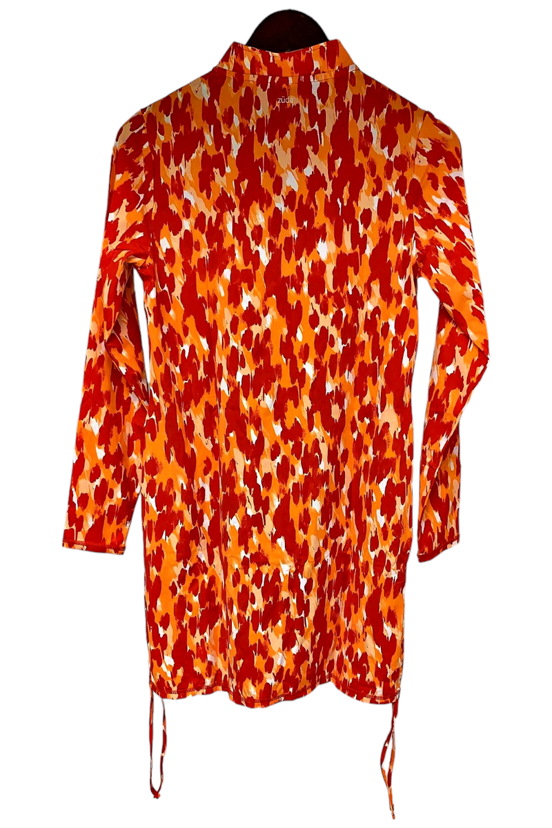 zuda UPF 50 Half Zip Cover Up Ruching Detail Red Abstract | eBay