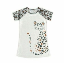Wonder Nation Cheetah Cat Glitter Cream Nightgown Gown Sleepwear Size S 6-6X