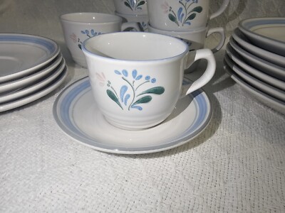 Vintage 80s Yamaka Fascino Stoneware Floral Dinner Plate, Saucer