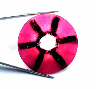 138 CT TRAPICHE ARTISTIC RED RUBY BLACK 6 RAYS ROUND CUT CERTIFIED GEMSTONE 4JUQ