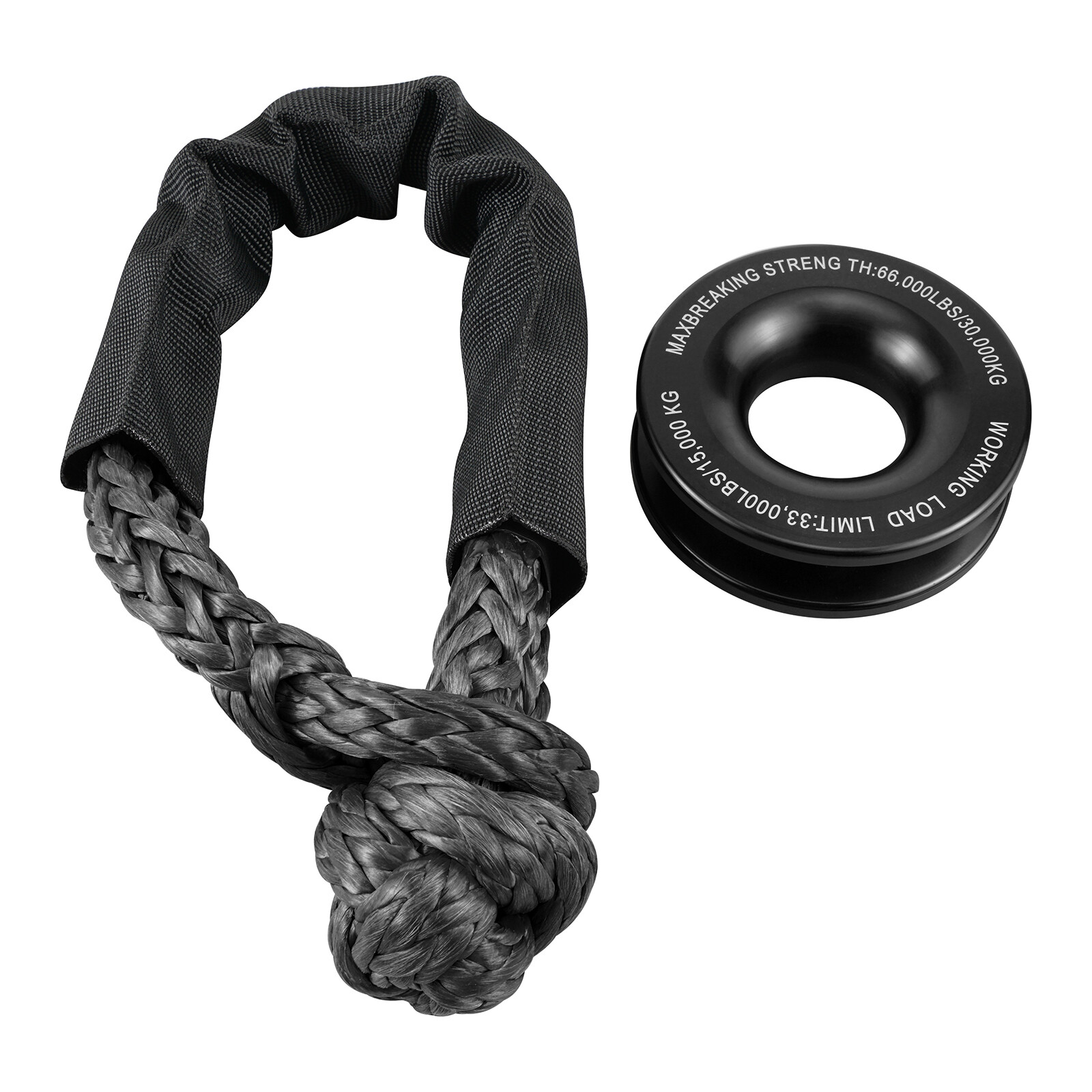 Heavy Duty Recovery Ring Snatch Block Pulley Soft Shackle Tow Winch