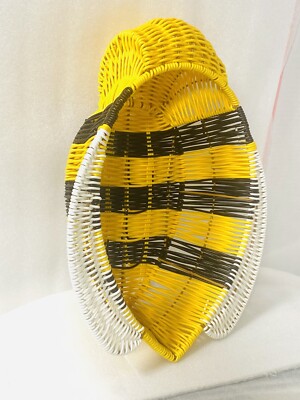 Bee Wicker Basket Ciroa NEW Plastic Resin 13x11.5  Bumble Yellow Black