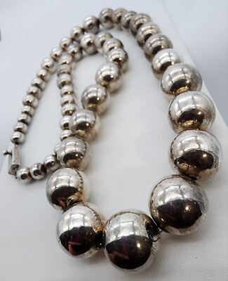 Sterling Silver 925 Mexico Taxco Graduated Bead Box Clasp 26