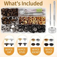 320 Pcs Snap Button Kit 15Mm Press Studs Cap 3 Setter Tool 59'' Tape Measure,
