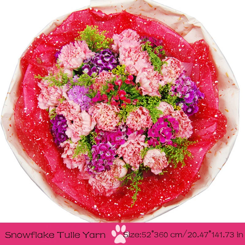 Snowflake Tulle Yarn Flowers Packaging Wrapping Paper Materials Wedding Decora - Image 4 of 4