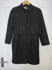 Rachel Roy Black Sequin Glitter Jacket Coat Xmas Party Jacket Size Uk 8 Us 4 Vgc
