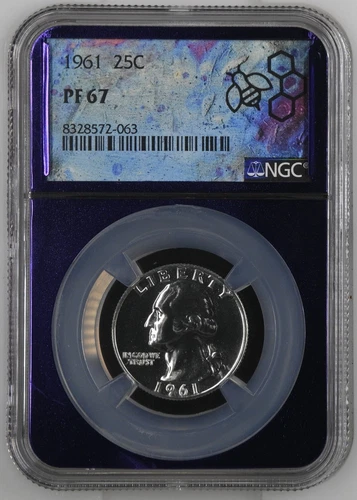 1961 Proof 25C Washington Silver Quarter NGC PF67 - Purple Core