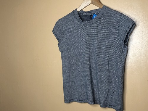 M.i.h Jeans Women Size Small Top Black/White Stripe Cap Sleeve - Picture 4 of 10