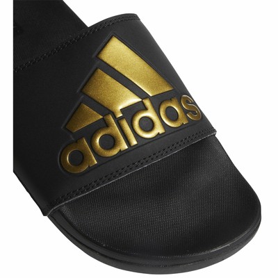 adidas adilette slides black gold