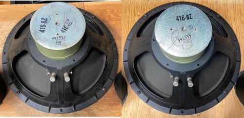 pair excellent Altec Lansing 416-8Z (416-8A) 15" 385mm woofers 1973