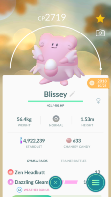 Pokemon Trade GO Blissey level 40 max CP with 2nd move unlocked - Main Image