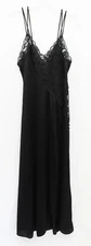 Vintage Val Mode Black Sheer Peek-a-Boo Lace Full Length Peignoir Nightgown Sz P