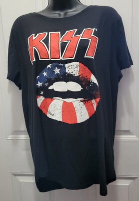 Kiss Women's XL Graphic Tee Band T-shirt Black Red White