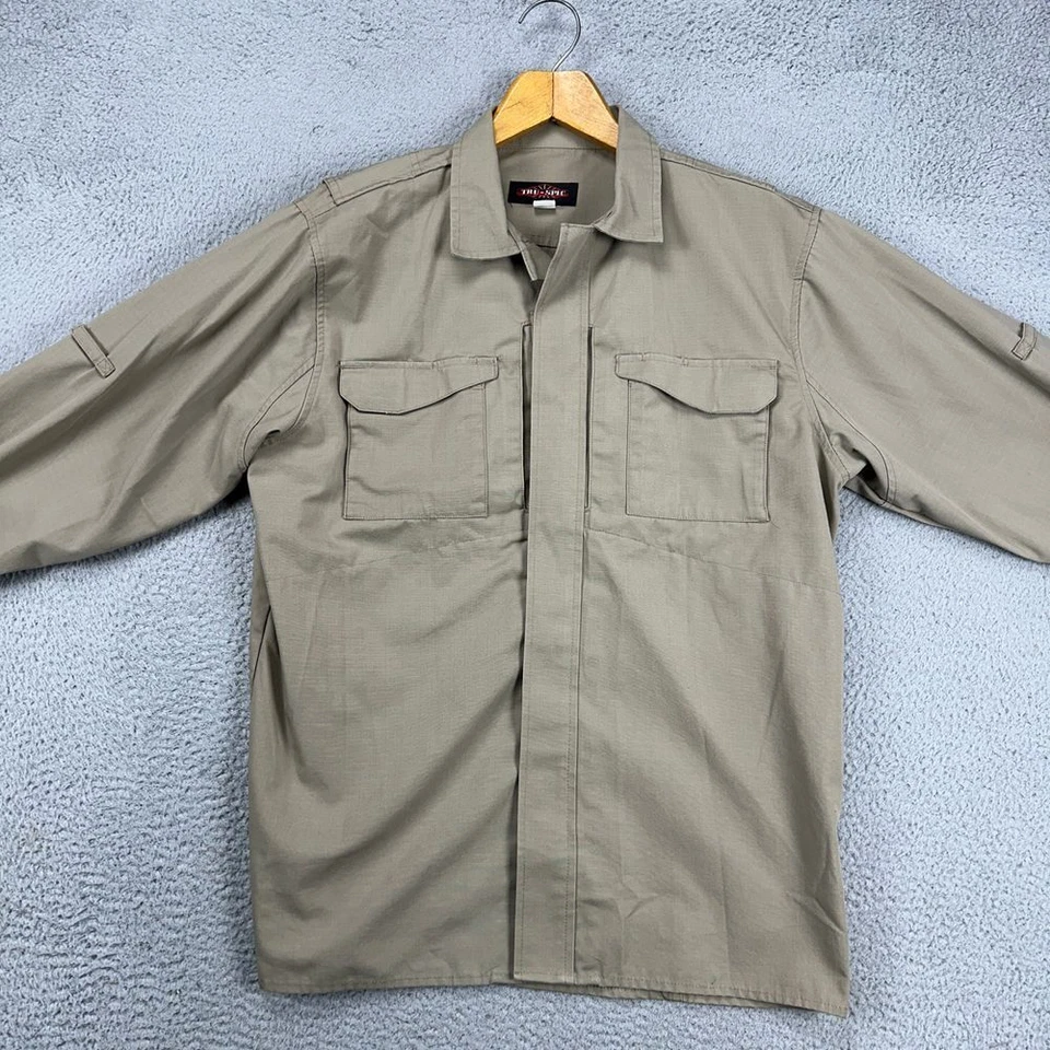 Tru-Spec Tactical Jacket Mens Medium Beige Military Full Zip Ripstop Collared - Image 2 of 4