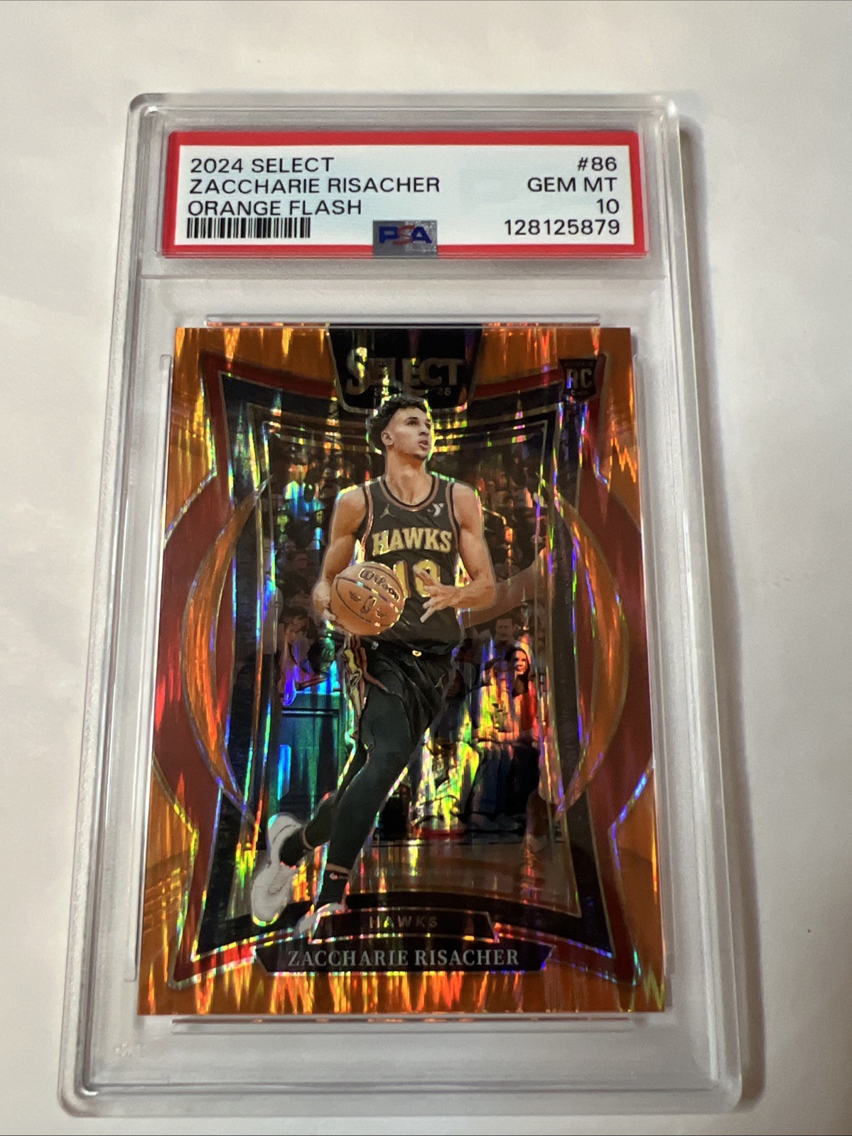 Zaccharie Risacher 2024-25 Panini Select Orange Flash #86 PSA 10 RC